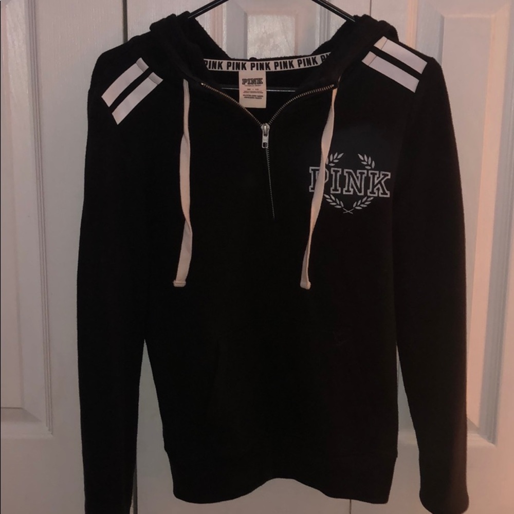 PINK black quarter zip hooded jacket!